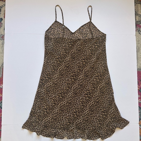 Animal Print Slip Dress Sheer Valerie Steven’s Size Large Y2K - Picture 1 of 5